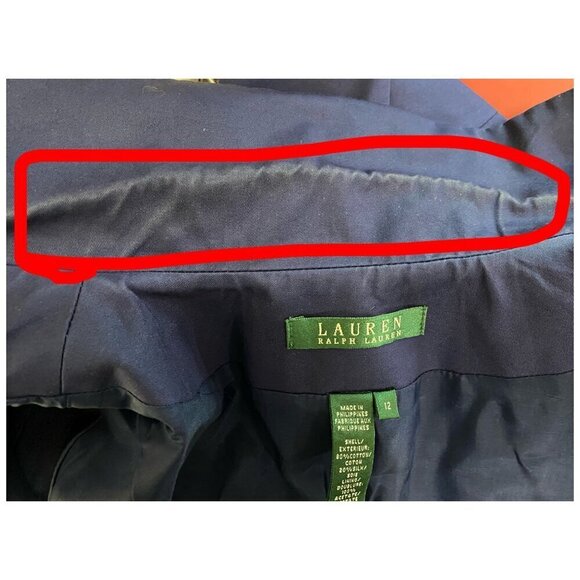 LAUREN Ralph Lauren Blue Cotton Silk Blend Blazer Nautical Women's Sz 12 - Picture 7 of 8